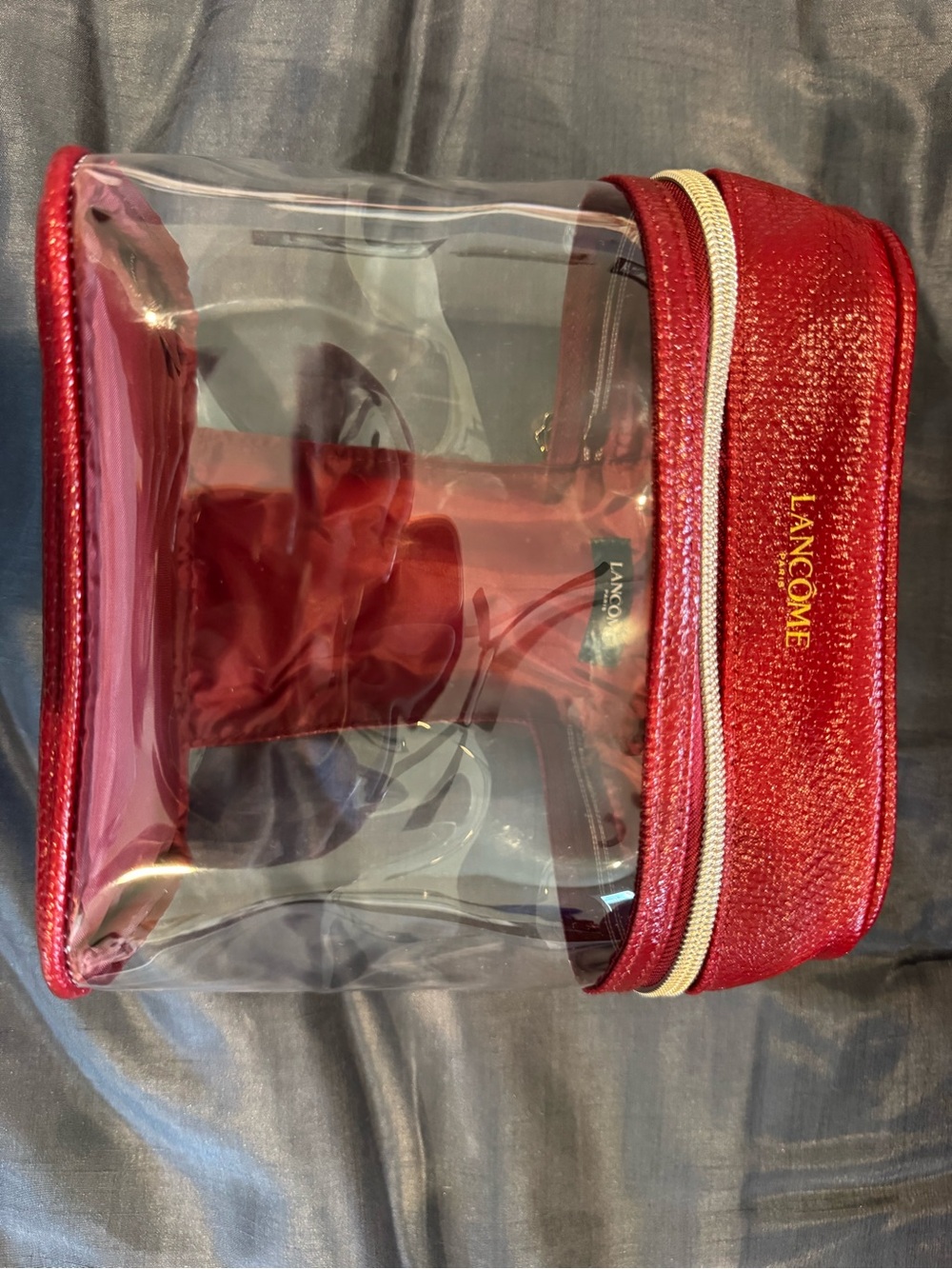 Ruby Red and Clear Lancome  Cosmetic Bag - new w/o tags